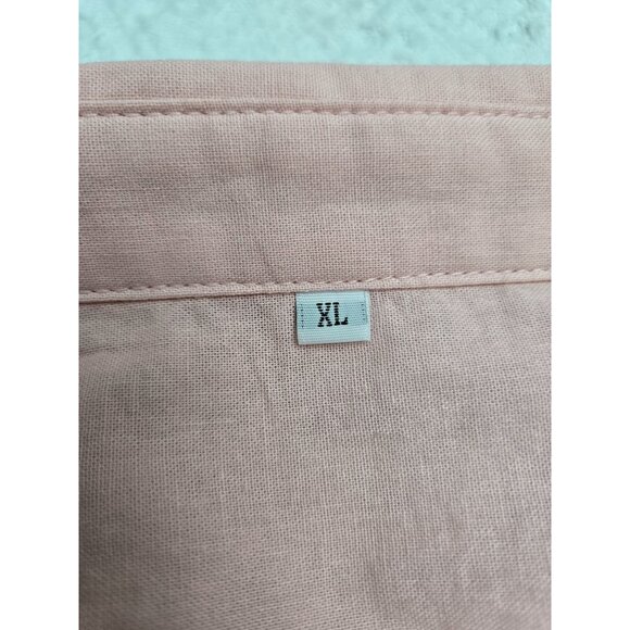 Womens Pink Button-Up Cotton Shirt Dress Lounger Beach cover XL Relaxed Fit - Picture 3 of 7